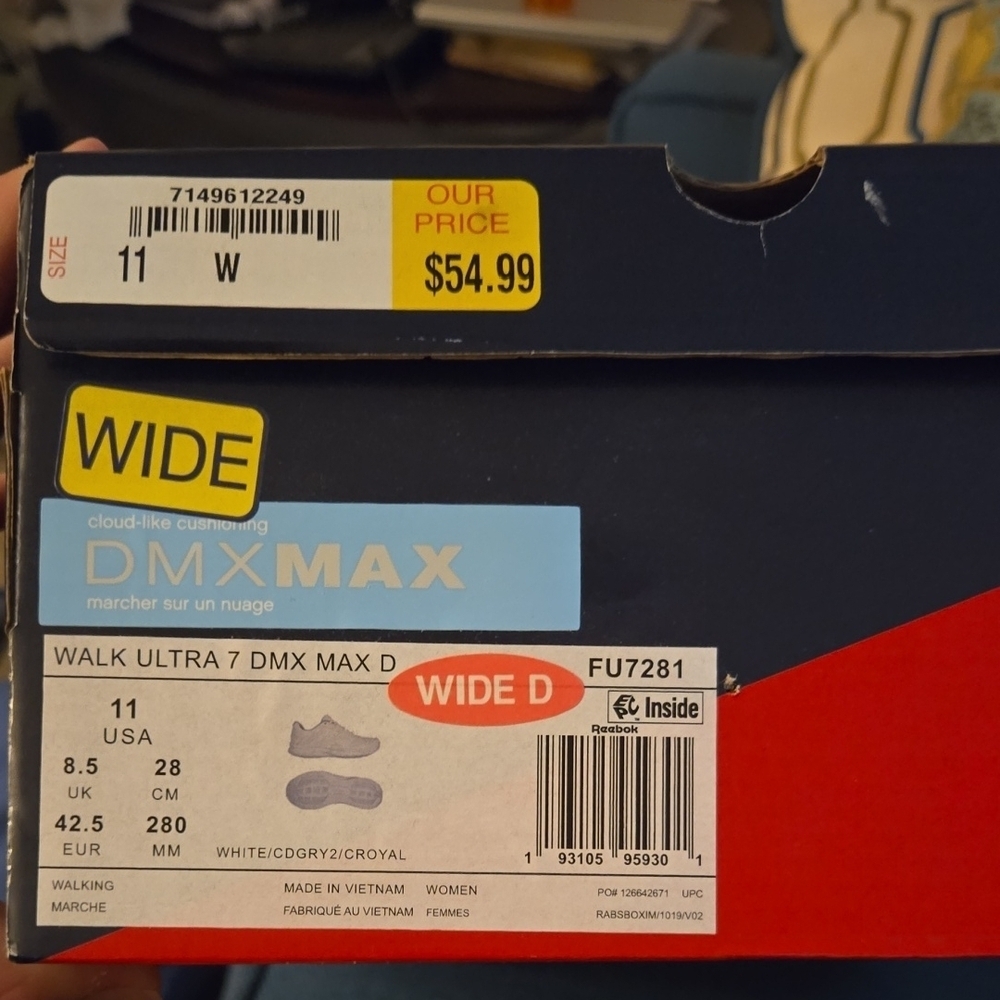 NWT Reebok Walk Ultra 7 DMX MAX ● WIDE 11 ●Shoe Interior with Label - Picture 10 of 10